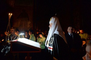 В среду первой седмицы Великого поста Патриарх Кирилл  совершил повечерие с чтением канона в Саввино-Сторожевском монастыре