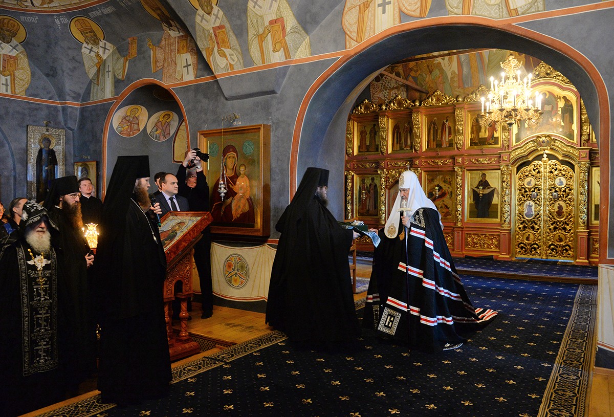 Во вторник первой седмицы Великого поста Патриарх Кирилл  возглавил уставное богослужение в Новоспасском монастыре