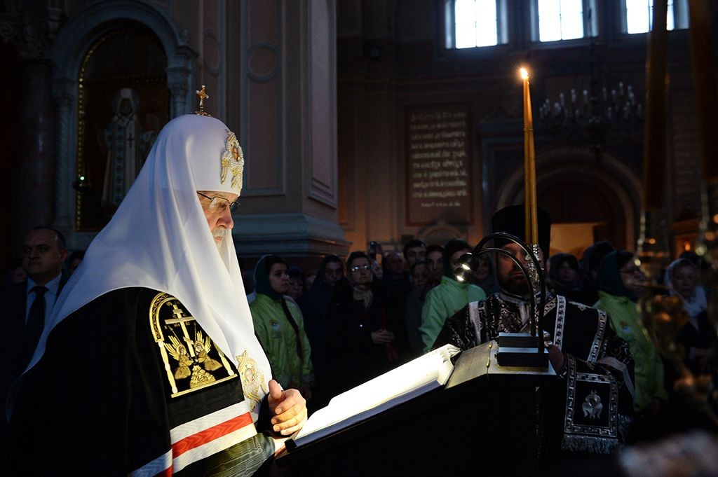 Накануне среды Страстной седмицы Патриарх Кирилл принял участие в вечернем богослужении в Иоанно-Предтеченском монастыре