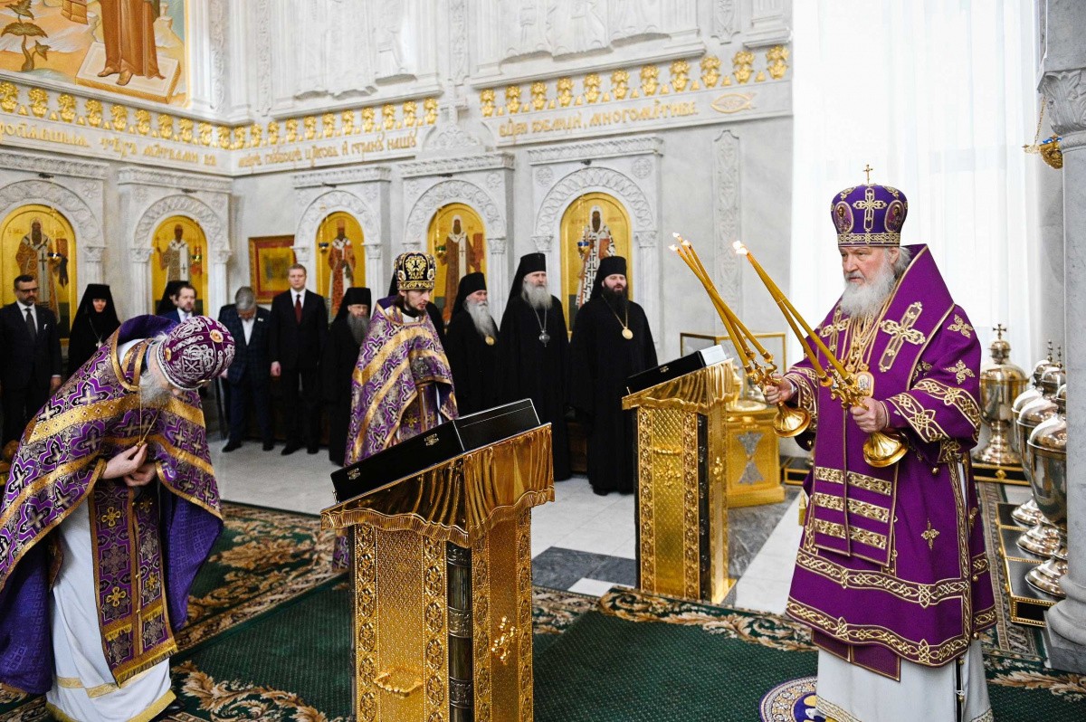 Святейший Патриарх Кирилл возглавил Литургию в домовом храме Патриаршей резиденции в Даниловом монастыре