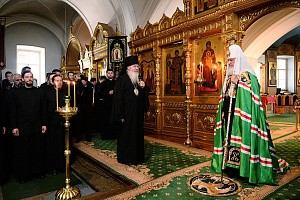 Святейший Патриарх Кирилл совершил всенощное бдение в Спасо-Преображенском соборе Валаамского монастыря
