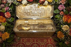 В Новоспасском монастыре пребывает ковчег с десницей вмч. Димитрия Солунского