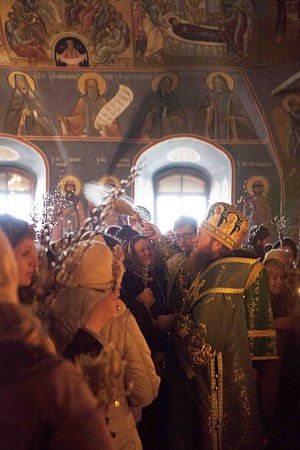 В праздник Входа Господня во Иерусалим епископ Воскресенский Савва  совершил Литургию в Новоспасском монастыре