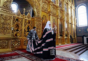 В понедельник первой седмицы Великого поста Патриарх Кирилл  молился за уставным богослужением в Николо-Угрешском монастыре