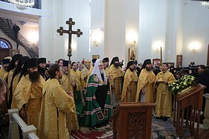 Патриарх Кирилл освятил храм в Кресто-Воздвиженском Иерусалимском монастыре и совершил в нем Литургию