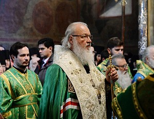 Патриарх Кирилл совершил малую вечерню с акафистом прп.Сергию Радонежскому в Троице-Сергиевой лавре