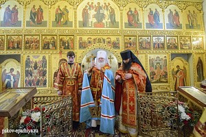 Митрополит Евсевий возглавил престольный праздник на подворье Спасо-Елеазаровского монастыря г. Пскова