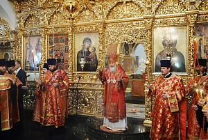 Патриарх Кирилл совершил вечернее богослужение в Успенском Георгиевском монастыре в Башкирии