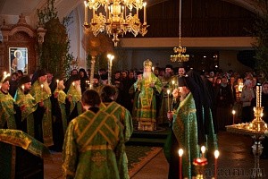 Епископ Панкратий совершил Литургию  в Валаамском монастыре в праздник Святой Троицы